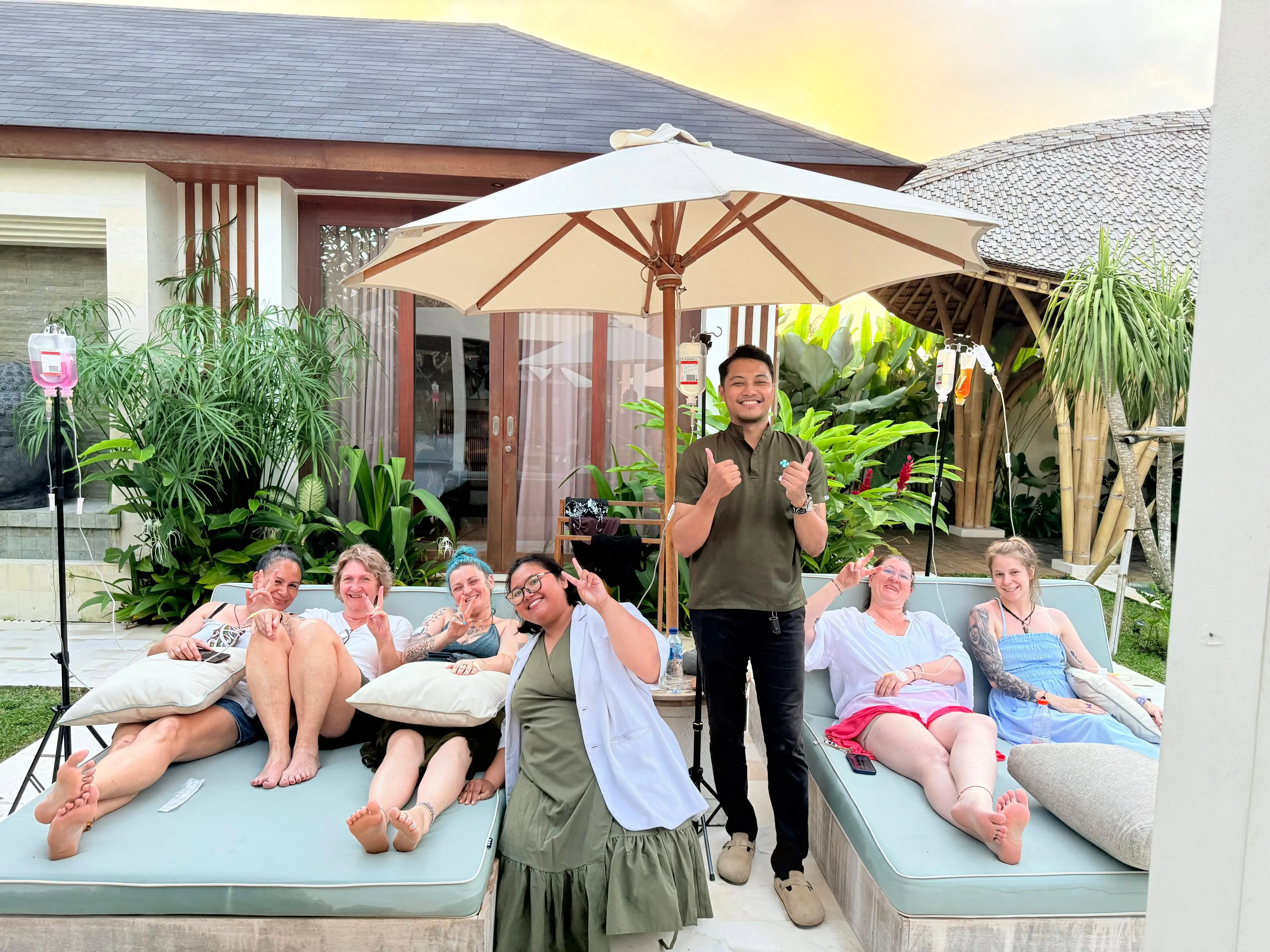 a school of adults having iv drips